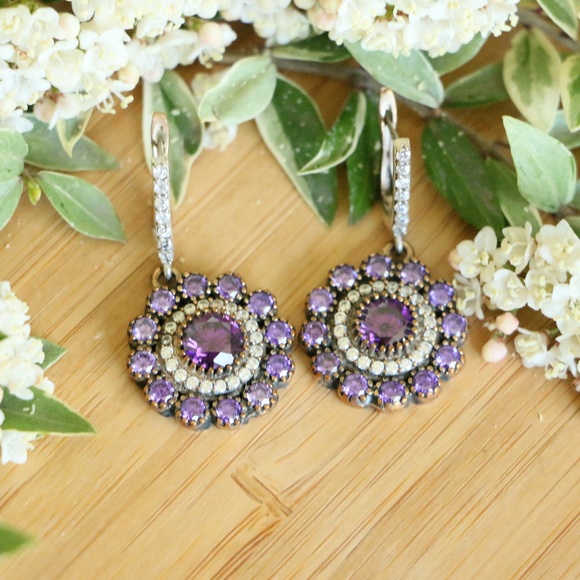 Sterling Silver Cubic Zirconia Stones Earrings - Picture 2 of 6